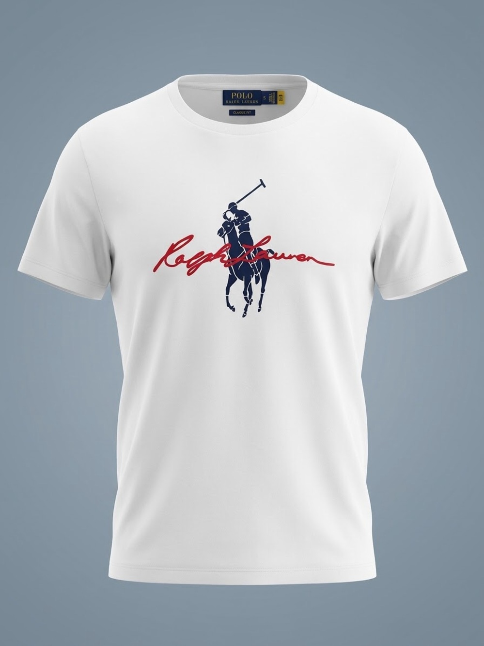 Polo Ralph Lauren Classic Fit White Crewneck T-Shirt Big Pony Script equestrian